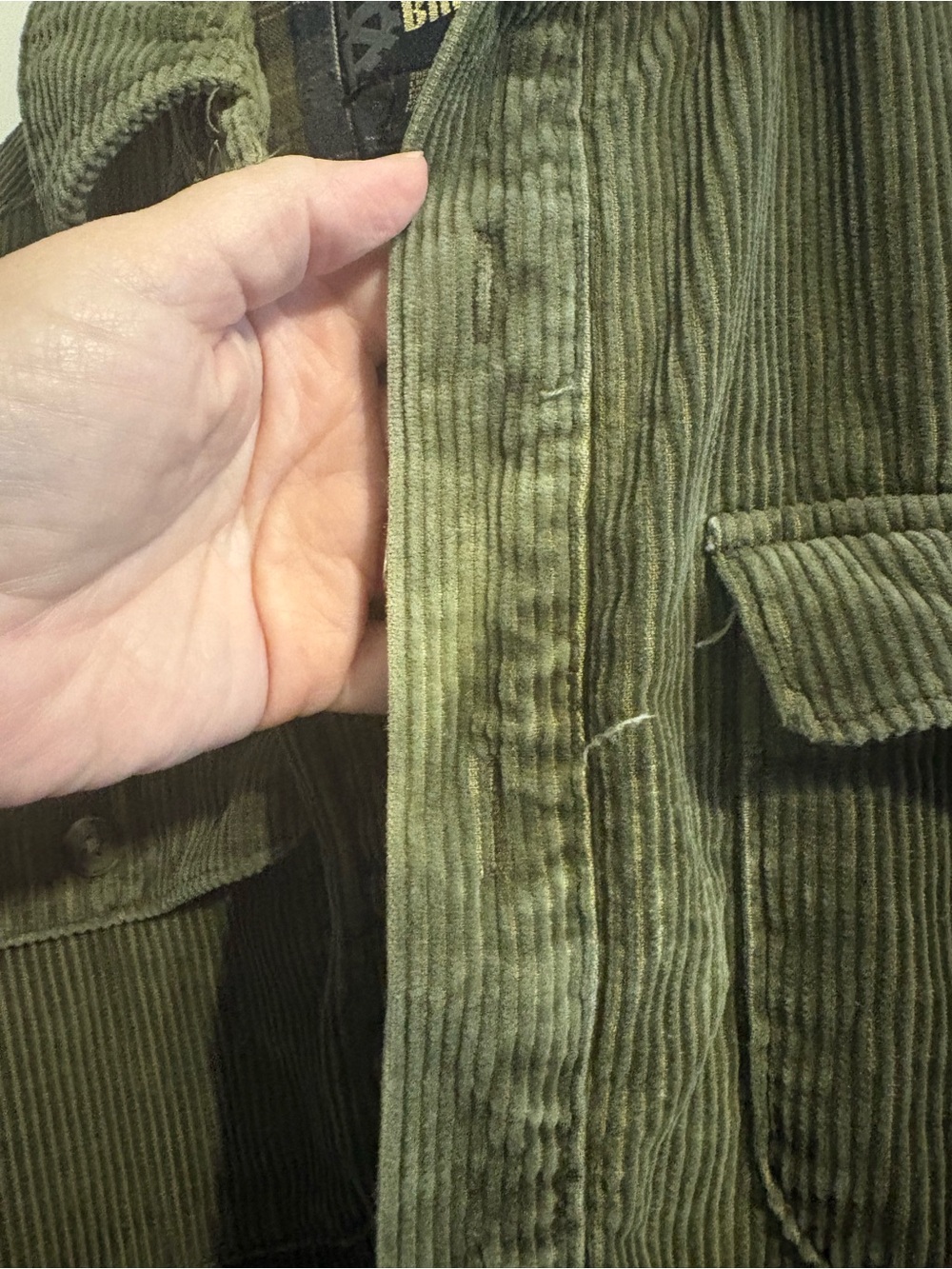 Britches Olive Corduroy Plaid Lined Workwear Shacket - Picture 11 of 11